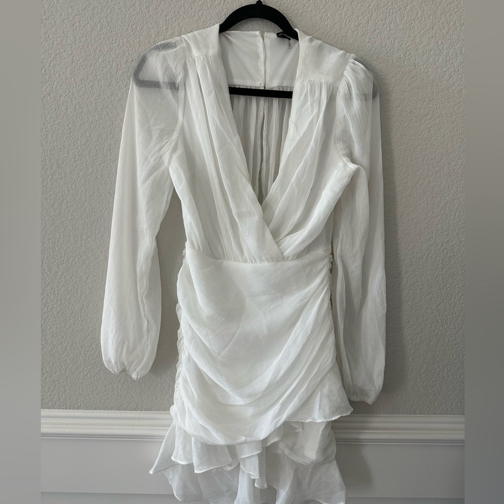 Windsor white shimmer ruched bridal bachelorette open back dress